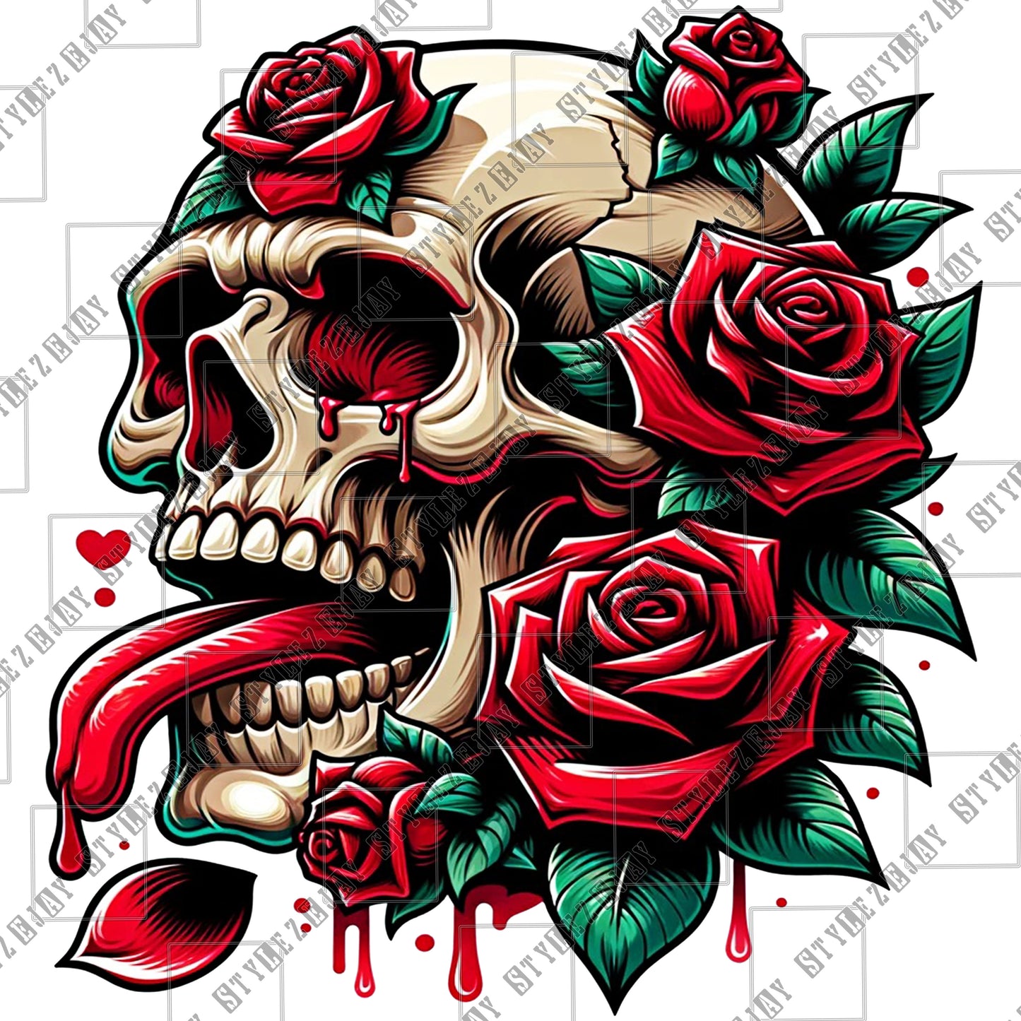 Skulls in Bloom PNG