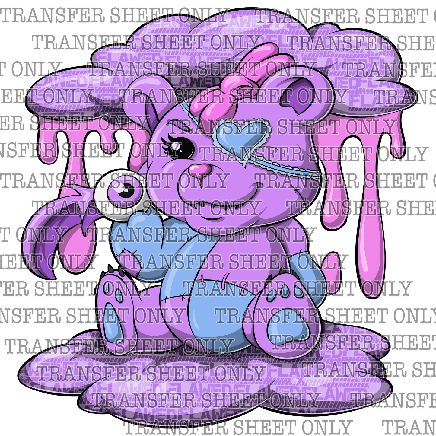 Flawed Bear Screen Print Heat Transfer