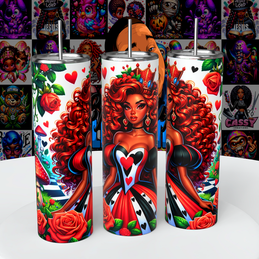Queen of Hearts sublimation  20oz skinny  straight tumblers, and 20oz tapered Tumbler Wrap